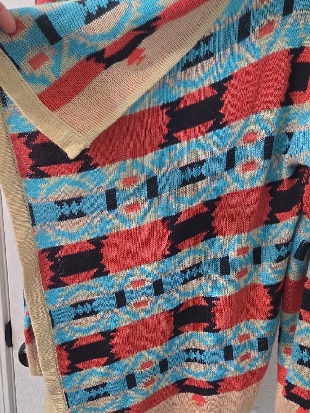 Listicle Turquoise Multi Aztec Open-Front Cardigan - Picture 4 of 6